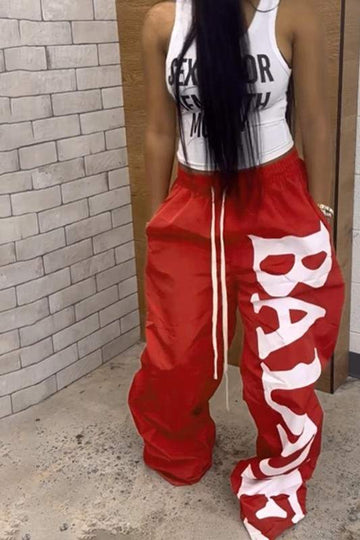 GRAPHIC WIDE LEG SWEATPANTS
