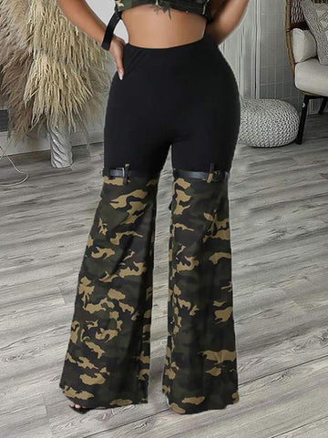 CAMO PATCHWORK ELASTIC WAIST TROUSERS