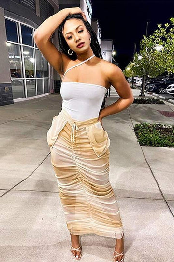 TIE DYE MESH LONG SKIRT
