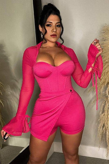 MESH LONG SLEEVES ROMPERS