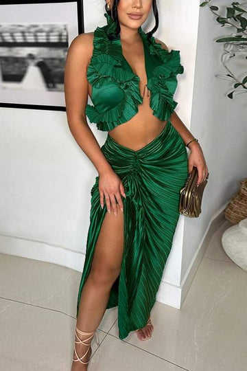 Two-Piece Ruffle Dress for Parties