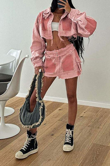 PINKY DENIM MINI SKIRT