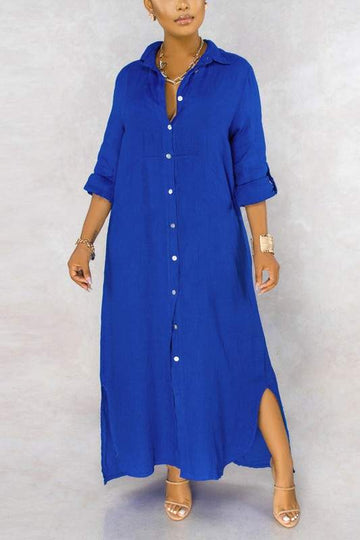 BUTTON DOWN LONG SHIRT DRESS