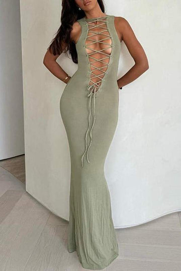 SLEEVELESS FISHTAIL MAXI DRESS