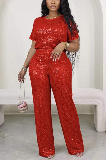 SEQUINS SHIRT AND PANTS SET