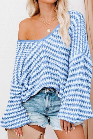 STRIPED V NECK SWEATER