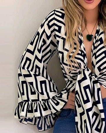 Knotted Plaid Shirt, Women's Casual Blouse
