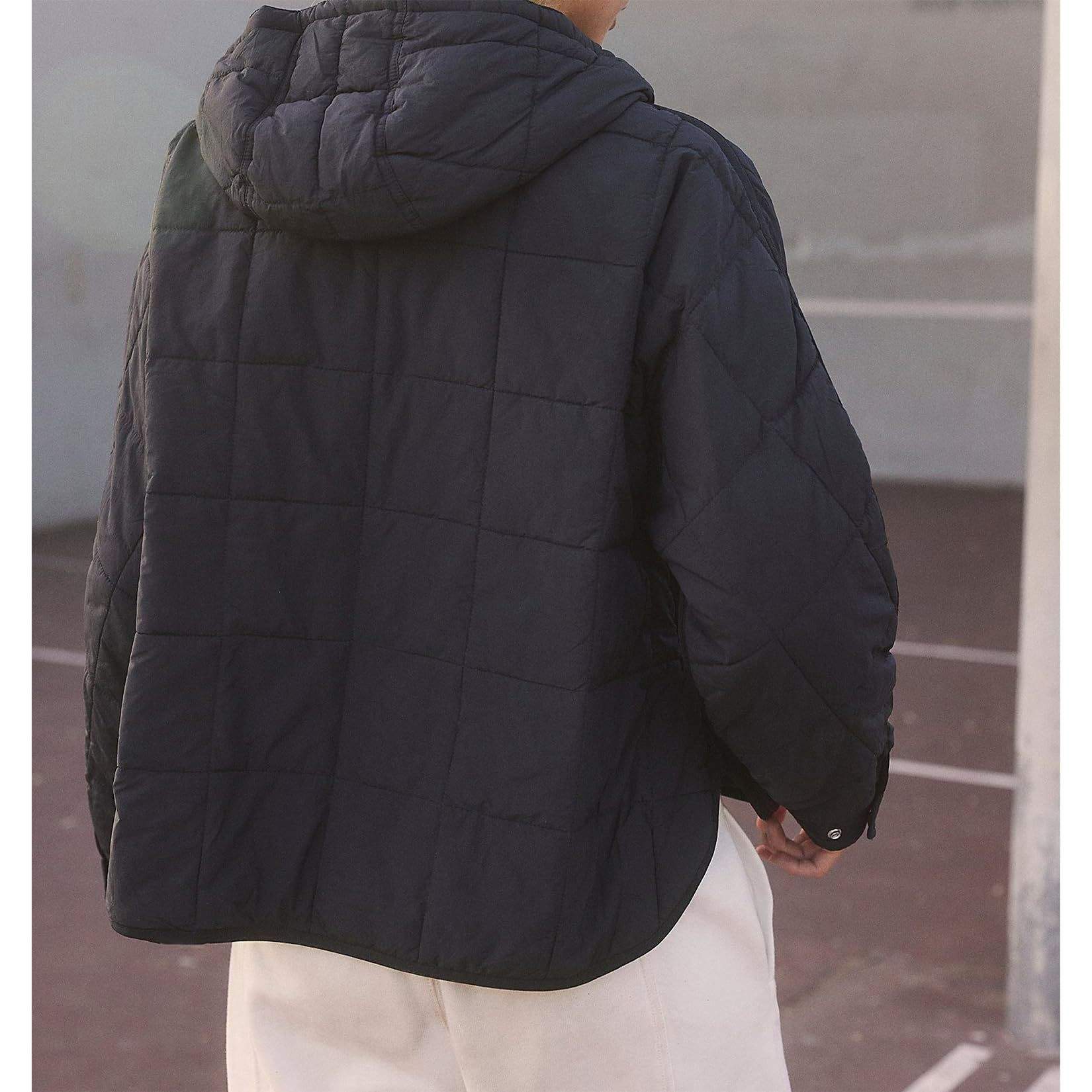 SOLID COLOR HOODED COTTON PADDED FOLDABLE PADDED PULLOVER POCKET LONG SLEEVE COAT FOR WOMEN