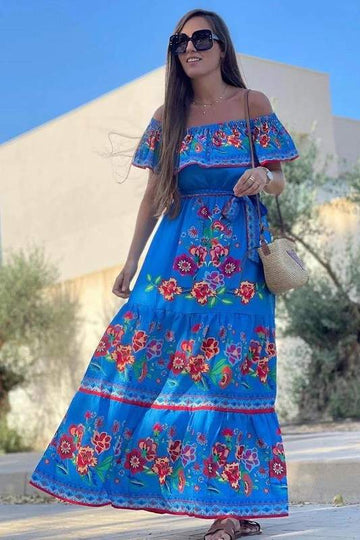 FLORAL OFF SHOULDER MAXI DRESS