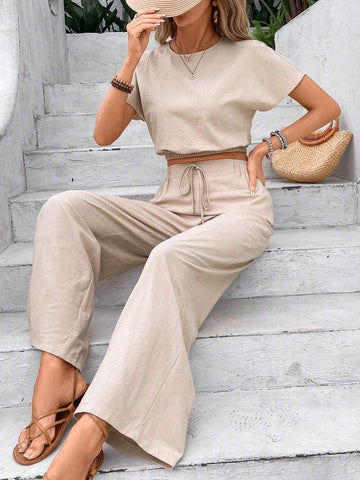 FRENCHY WOMEN S PANTS SET LOOSE TEXTURE SOLID COLOR CASUAL TWO PIECE SUIT