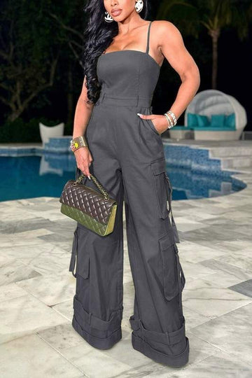 WIDE LEG CARGO JUMPSUITS