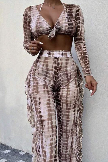 TIE DYE CROP SHIRT AND PANTS SET
