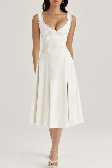 LACE TRIM MIDI DRESS