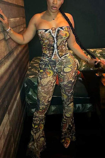 GRAPHIC MESH TUBE AND PANTS SET