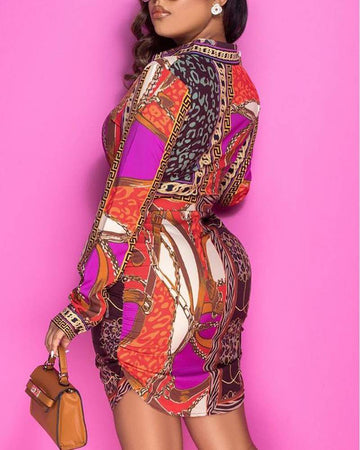 Stylish Printed Dress | Chic Long Sleeve Design