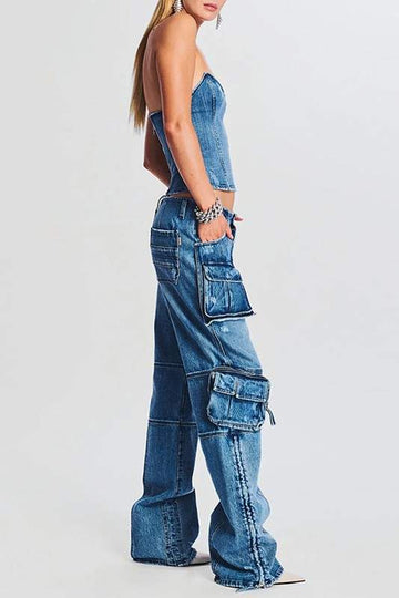 OUTER POCKET PATCHWORK PANTS