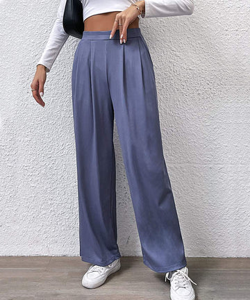 PANTS high Waist Pleated Pockets Work Pants Casual Straight Wide Leg Dress Pant Lounge Trousers