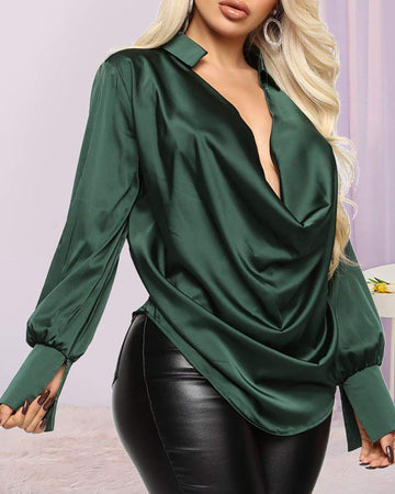 Trendy Satin Blouse Women's Fashion Top