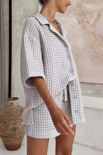 WAFFLE SHIRT AND SHORTS SET
