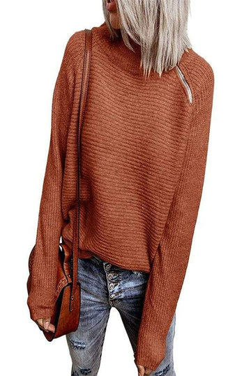 TURTLENECK PULLOVER ZIPPER KNIT TOP