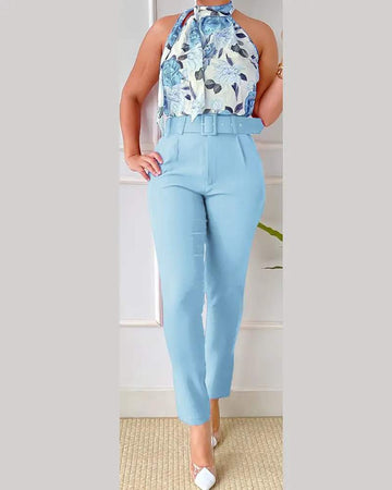 Chic Floral and High-Waisted Set