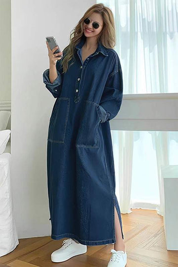 LOOSE FIT DENIM LONG DRESS