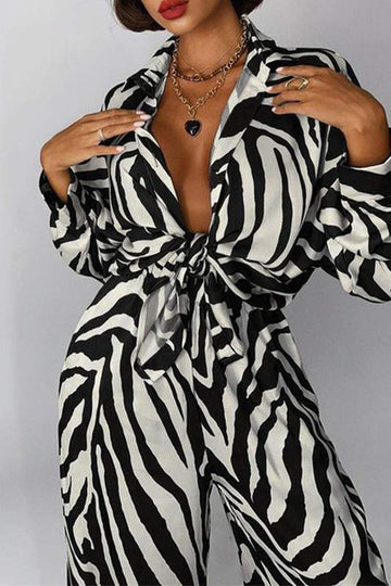 ZEBRA BLOUSE TOP AND PANTS SETS