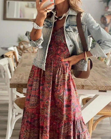 Bohemian Maxi Dress, Casual Loose Fit Style