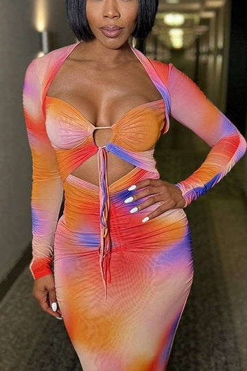 TIE DYE BODYCON LONG DRESS