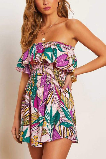 Ruffle Summer Dress with Floral Print