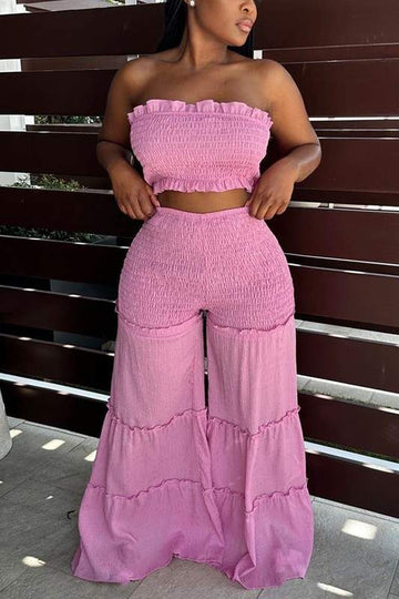 TUBE TOP AND WIDE LEG PANTS SET