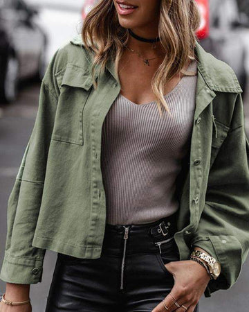 Long Sleeve Buttoned Pocket Design Drawstring Coat