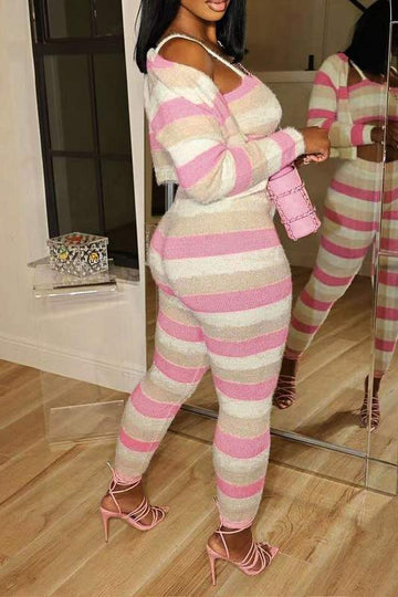 STRIPES KNITTED PANTS SET