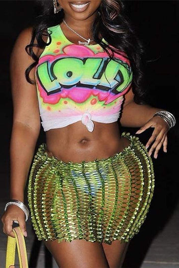 CUTOUT MESH MINI SKIRT