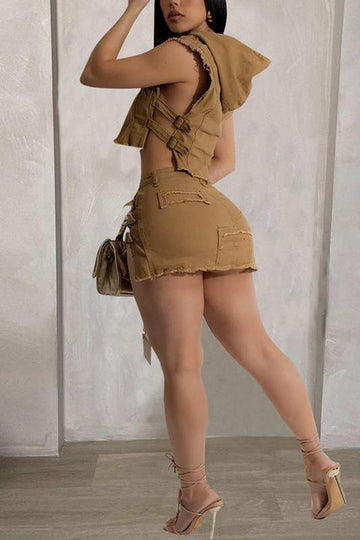 CARGO VEST AND MINI SKIRT SET