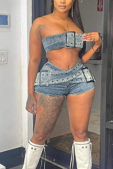 BELT DESIGN BRALETTE SKIRTS SET