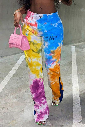 TIE DYE BOOTCUT CASUAL PANTS