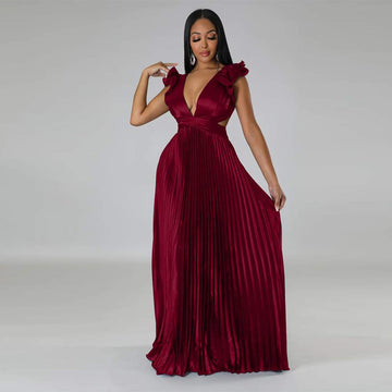 exy Backless Criss-cross Tieup Party Dress Elegant V Ne