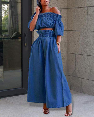 Chic Ruffle Top & Matching Trousers