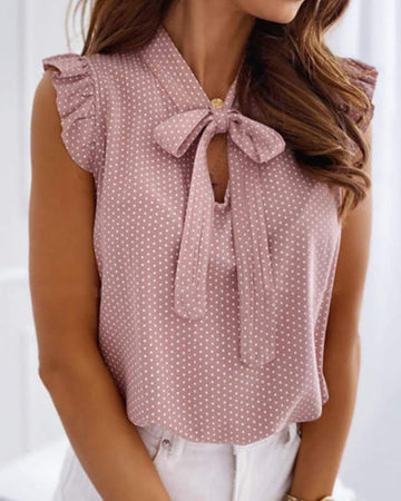 Cute Polka Dot Shirt, Casual Summer Blouse