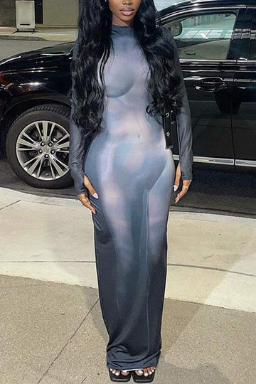TIE DYE GRAPHIC LONG DRESS
