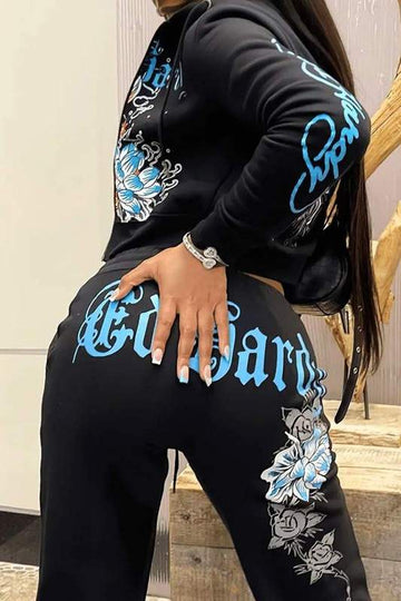 ZIP CROP JACKET TOP AND PANTS SET