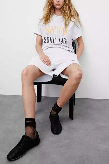 EMBROIDERY TEE AND SHORTS SET