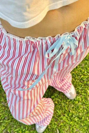 STRIPED WIDE LEGGED PANTS