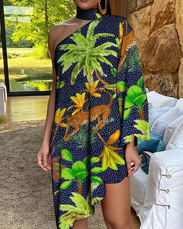 Asymmetrical Tropical Dress For Beach Days