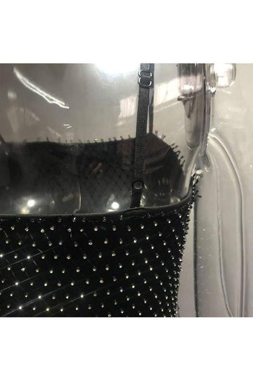 FISHNET RHINESTONES CAMI DRESS