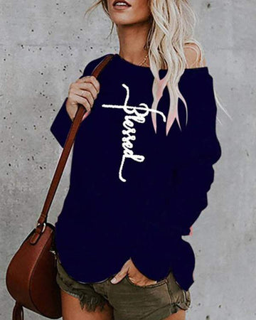Trendy Off-Shoulder Blessed Top