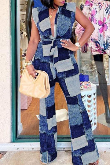 GRAPHIC SLEEVELESS JUMPSUITS