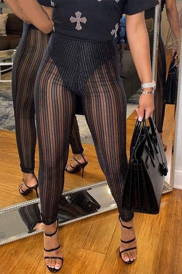 STRIPE MESH LEGGINGS