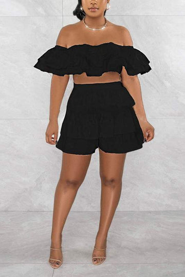 RUFFLE TOP AND SHORTS SET